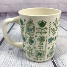 Vintage Coffee Cup Mug Made in USA Birds Fish Flowers Ceramic Glazed Retro Decor picture