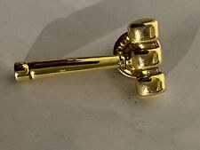 1 Judges Gavel Gold Tone Vintage Lapel / Hat Pin Judge Golden Mallet Hammer Pin picture