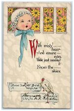 1914 Stork Baby Head Flowers Hays Kansas KS Posted Antique Postcard picture