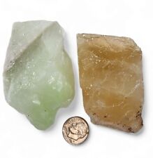 Gold and Green Calcite Crystal Specimens Mexico 224.4 grams picture
