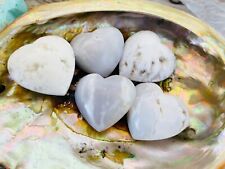 1X Snow White Agate Heart Druzy 2” Reiki Healing Crystal Selected from Lot Shown picture