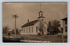 RPPC Wayland NY-New York, Catholic Church, c1912 Vintage Postcard picture