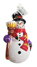 Christopher Radko Snow Glow Stroll Snowman Glass Ornament Poland Christmas New picture