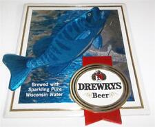 Vintage Drewrys Beer Embosograph Foil Over Cardboard Sign  Fishing picture