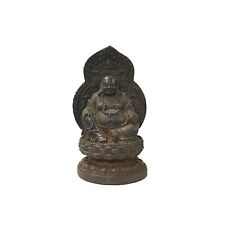 Vintage Iron Metal Finish Rustic Happy Buddha Display Figure ws3564 picture