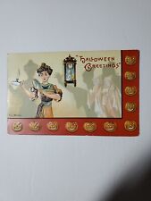 Halloween Postcard 1909 Embossed Woman Mirror Candle  E.C.Banks  picture