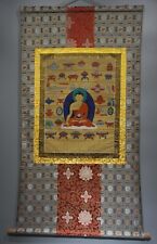 Nice Tibet Vintage Old Buddhist Hand-painted Thangka Medicine Buddha Silk Framed picture