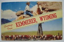 Kemmerer WY Cowboy Greetings Old Wyoming Postcard; 1963 Diamondville Postmark picture