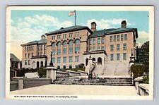 Fitchburg, MA-Massachusetts, Wallace Way And High School c1921, Vintage Postcard picture