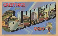 Postcard OH Columbus Large Letter Greetings Multiview Curteich Linen picture