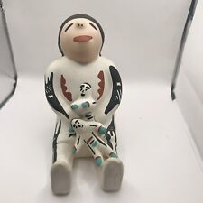 Southwest Heritage Storyteller Doll Figurine Native American Signed Pottery Vtg picture