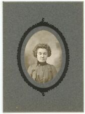 Antique Circa 1900s 4.13X5.75 in  Cabinet Card Beautiful Young Woman Oval Frame picture