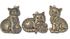 Vintage Gorham Cat Christmas Ornaments - Set of 3 Silver Plated Kittens 2-2.5