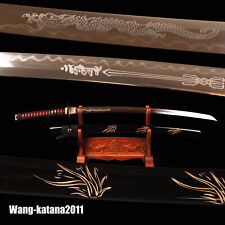 40''Dragon Clay Tempered Folded T10 Katana Japanese Samurai Sharp Practice Sword picture