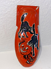 Child's vintage Halloween Cats tin Noisemaker picture