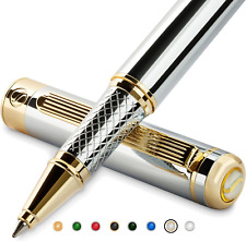 Silver Chrome Rollerball Pen - Stunning Luxury Pen with 24K Gold Finish, Schmidt picture