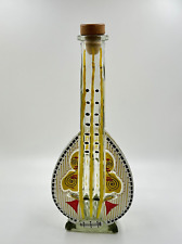 Vintage Greek Bottle Bouzouki Mandolin Shape Glass Decanter Greece Wine / Ouzo picture