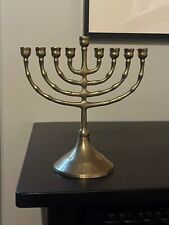 Small Vintage Brass Antique Hanukkah Menorah 9 Arms Branches Decor 6.5