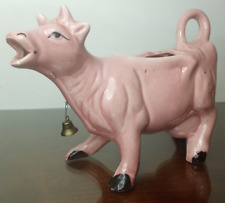 Vintage Kenmar Japan Pink Ceramic Cow Creamer with Bell *NEW/NEVER USED* picture