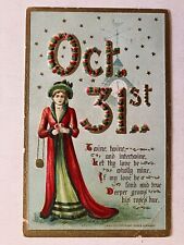 Hofmann Art Woman Clock Halloween Oct 31st Greetings Vintage Postcard 2097 picture