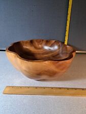 Vintage Scalloped Edge Wooden Bowl Hand Carved Beautiful Home Decor #2931L274 picture