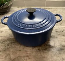 Vintage Le Creuset #22 Round Dutch Oven 3.5 QT Enamel Cast Iron Blue picture