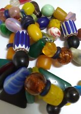 Vintage Antique Czech Mali Wedding Beads Chevron West African Trade Necklace 31