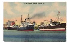 Skyline and Harbor, Tampa, FL Vintage Linen Postcard LA1 picture