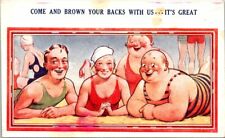 c1930s Friends at the Beach Funny Bamforth Comic Vintage Linen Postcard picture
