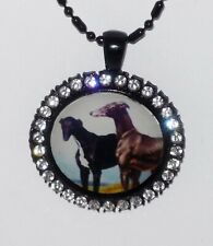 Altered Vintage Art Two Greyhounds or Whippet Dogs Pendant Necklace  picture
