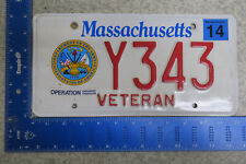2014 14 MASSACHUSETTS MA MASS LICENSE PLATE NAVY VETERAN ENDURING FREEDOM #Y343 picture