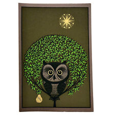Frederick Beck Originals Vintage Mid Century Owl Christmas Holiday Greeting Card picture