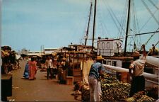 Maracaibo Venezuela Pier Market Bananas Fishing Boats Workers c1950's Postcard picture
