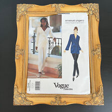 vintage 90s Vogue 1542 Emanuel Ungaro Jacket + Pants Sewing Pattern 12 FLAW CUT picture