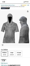 Medieval Heavy Stainless Steel Chainmail Armor Shirt Sz Med & Coif Set V Faced picture