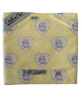 Vintage Wrapping Paper Yellow W/ Pink Teddy Bear & Hearts Retro Baby Shower 80s picture