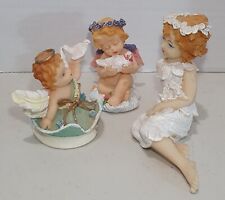 Vintage Sitting Girl Figurine With Two Baby Angels And Birds picture