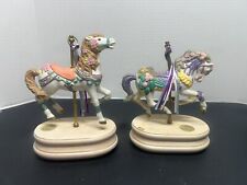 Vintage Musical Carousel Horse Prettique Design Set Of Two picture