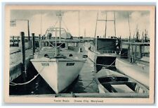 Ocean City Maryland MD Postcard Yacht Basin Port Dock Pier c1940 Vintage Antique picture