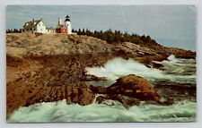 Postcard Maine Lighthouse on Rockbound Coast Pemaquid Beach Cancel 1953 picture