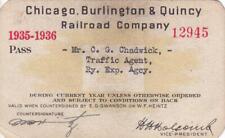 1935-36 CBQ Chicago Burlington & Quincy Railroad pass - Railway Express Co picture