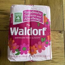 Vintage Pink Waldorf Bathroom Tissue by Scott 4 Rolls 1970 Groovy Flower Power picture