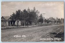 Hope North Dakota ND Postcard RPPC Photo Steele Avenue Dirt Road 1912 Antique picture