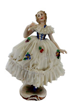 Antique Dresden Porcelain Lace 5.5 in. Ballerina Figurine Double Marked picture