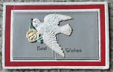 Antique Vtg 1910 BEST WISHES Made In Germany Dove Patch Opening Postcard No. 130 picture