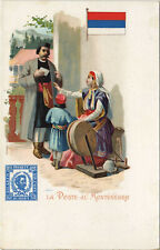 PC POSTS OF THE WORLD, LA POSTE EN MONTENEGRO, Vintage LITHO Postcard (b34732) picture