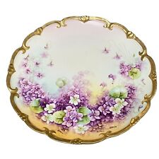 Antique Vienna Austria Hand Painted Porcelain Plate Signed Gold Scalloped Floral picture
