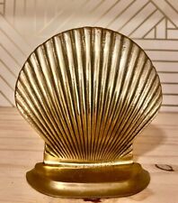 1 OYSTER/CLAM Scallop SHELL Solid Brass Book End Vintage Heavy  picture