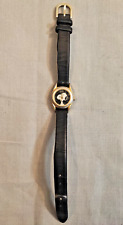 Vintage Peanuts Snoopy Child's Wristwatch - Black Leather Band 900/211 753 picture