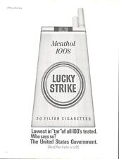 1968 Lucky Strike Cigarettes Vintage Print Ad Menthol 100's Lowest Tar  picture